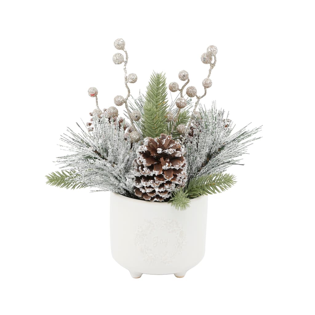 Xmas Mix in Joy Wreath Ceramic Footed Pot