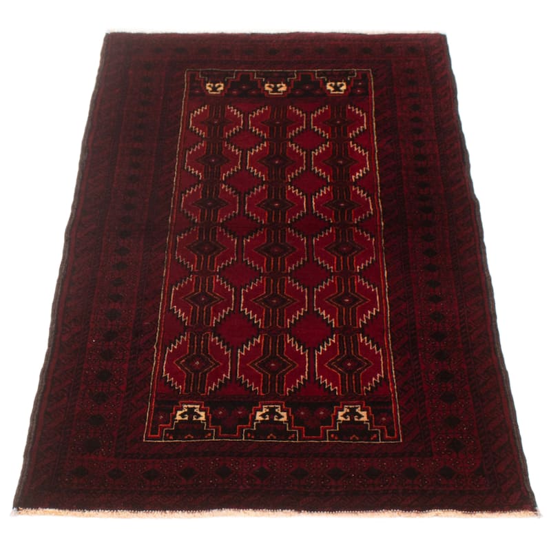 ECARPETGALLERY Hand-knotted Royal Baluch Red Wool Rug - 3'5 x 6'3