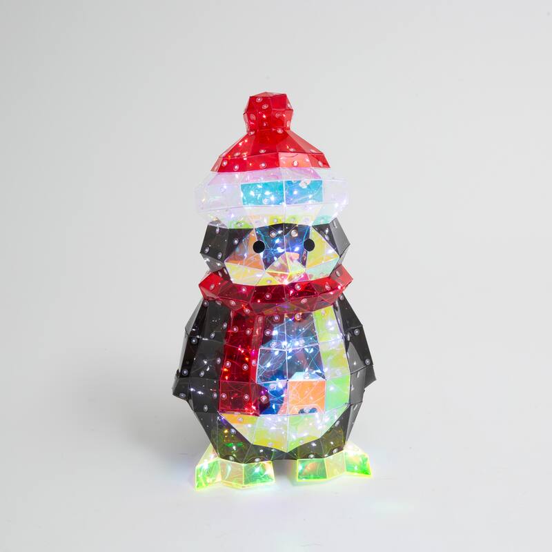 Festive 15.75 Inch Lighted Holographic Holiday Penguin
