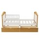 preview thumbnail 8 of 7, White+Walnut Wood House Shape Bed with Two Drawers and Fence for Girls Boys Teens