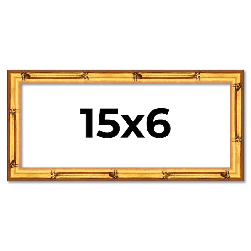 15x6 Frame Gold Bamboo Picture Frame Modern Photo Frame Includes UV Acrylic Shatter Guard Front Acid Free Foam Backing Board