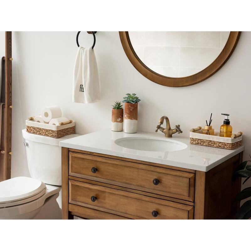 2-pack Natural Wicker Baskets with Liner and Handle, Storage Basket for Bathroom, Living Room, Kitchen - 3.25"D x 12"W x 7.75"H