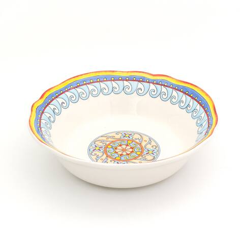 Euro Ceramica Duomo Multicolor Stoneware 10" Serving Bowl - 10 x 10 x 3
