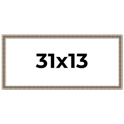 31x13 Frame Silver Versailles Ornate Solid Wood Picture Frame | 1 Inch