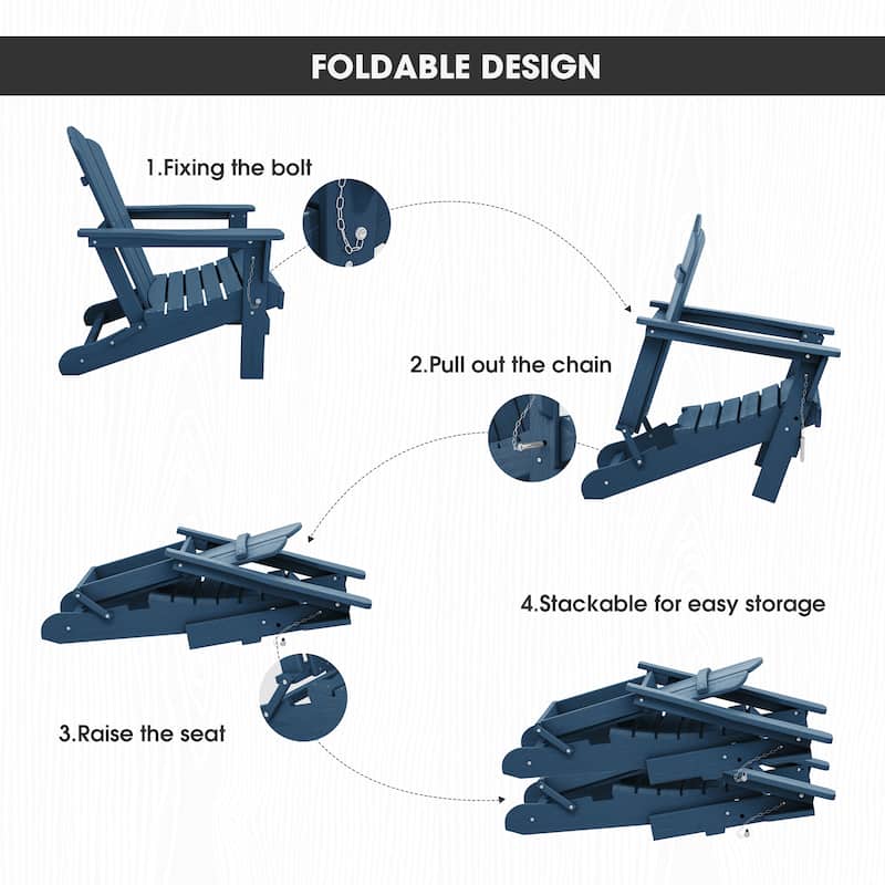 Outdoor HDPE Folding Classic Adirondack Chair All-Weather