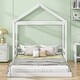 preview thumbnail 3 of 4, White Pine Wood Full House-Shaped Bed, Guardrail, No Box Spring