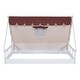 preview thumbnail 3 of 16, White and Brown Full Size Wooden Tent Bed with Fabric, Platform with Fence and Roof