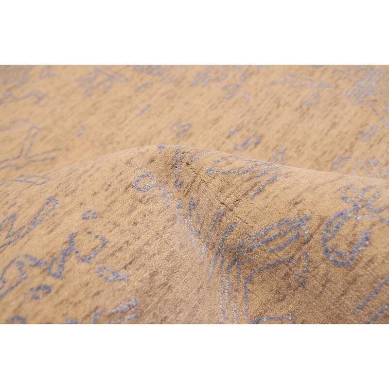 ECARPETGALLERY Hand Loomed Loreto Light Khaki Viscose, Wool Rug - 5'6 x 7'7