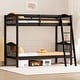 preview thumbnail 19 of 40, Twin Over Twin Solid Wood Bunk Bed for Kids and Adults, No Box Spring Required Black - Twin