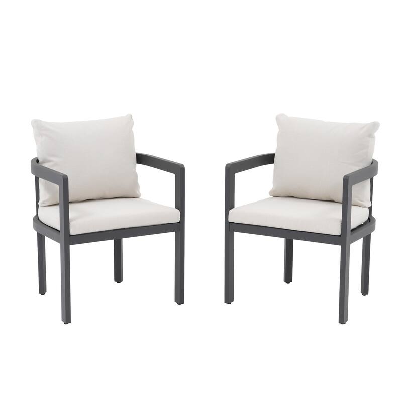 Outdoor Aluminum Dining Chairs with Cushions & Armrests