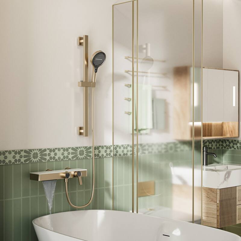 Modland 2-Function Wall Mount Shower System with 3-Mode Handheld Shower & Tub Filler Spout