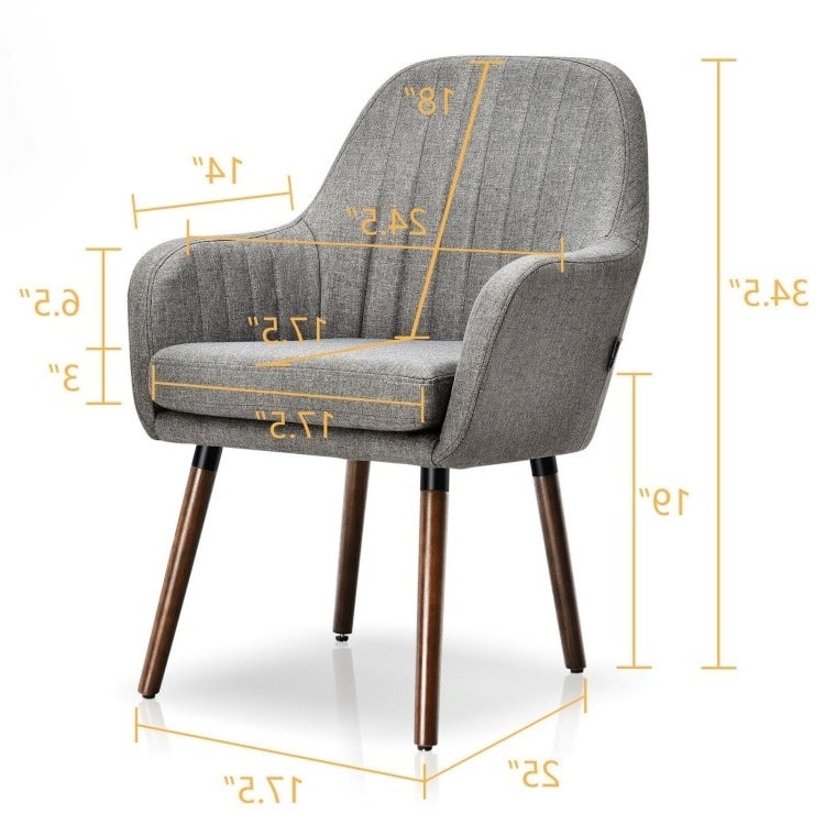 Set of 2 Retro Linen Accent Chairs with Rubber Wood Frame and Ergonomic Curved Backrest - 24.5”L x 25”W x 34.5”H