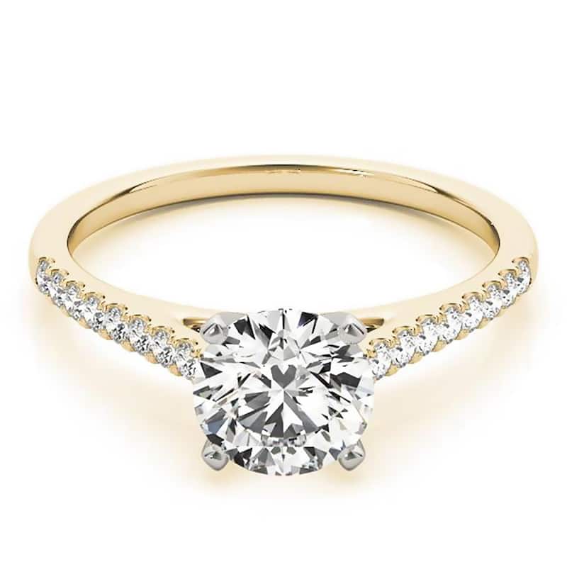 Auriya 14k Gold Round Moissanite Engagement Ring 2/3ctw - Yellow - 9