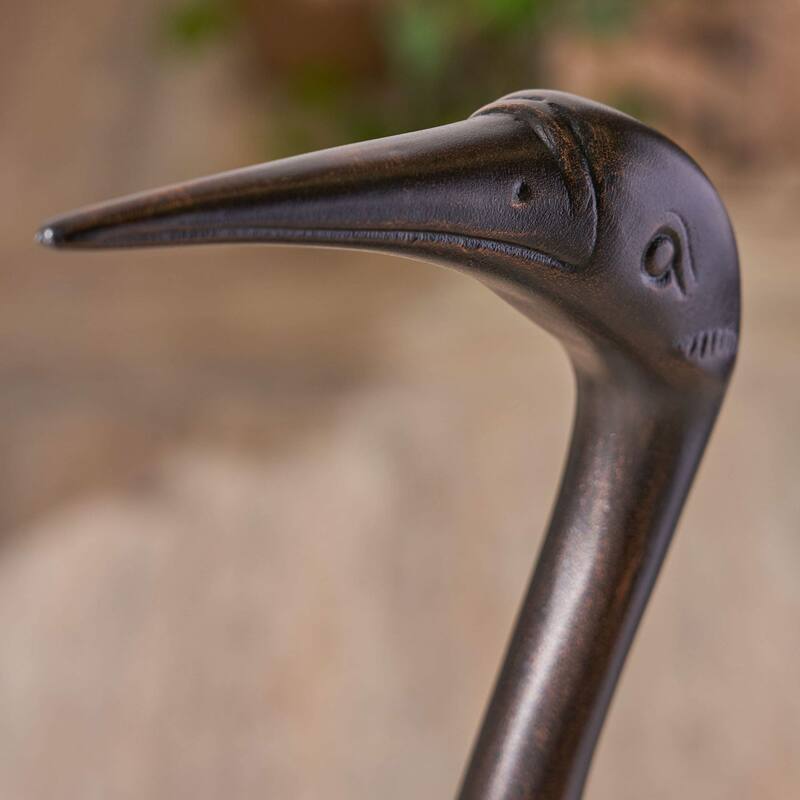 Roomfitters Outdoor Rust-Proof Cast Aluminum Crane Garden Statues, Set of 2 Hand-Crafted Bird Sculptures, Dark Bronze