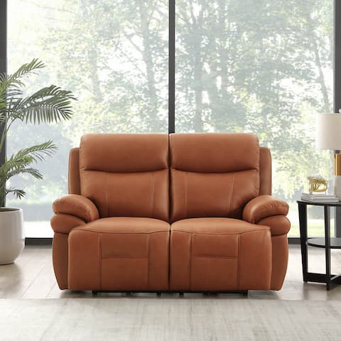 Hydeline Springdale Zero Gravity Power Recline and Headrest Top Grain Leather Loveseat with Built in USB Ports