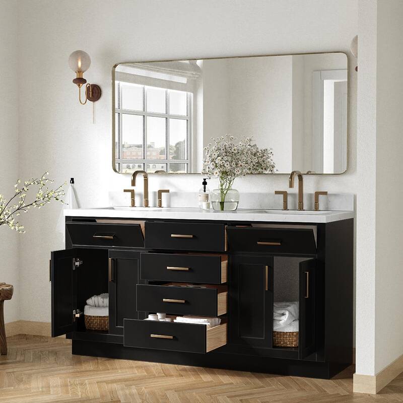 Ariel T066DCQRVO Hepburn 66" Free Standing Double Basin Vanity Set