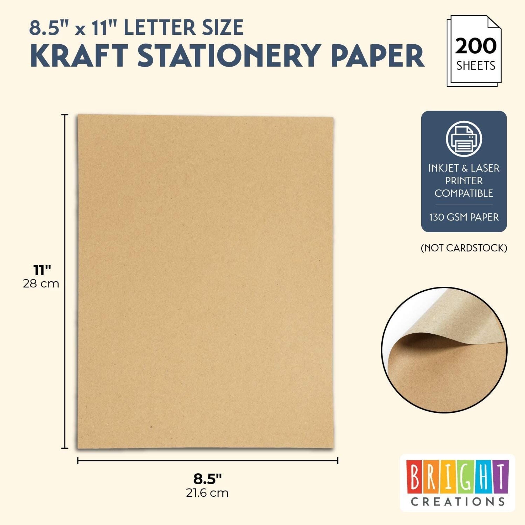 200 Pack Brown Craft Paper for DIY Projects, Classroom, Letter Size Kraft  Paper Material Sheets, 130gsm (8.5 x 11 In)