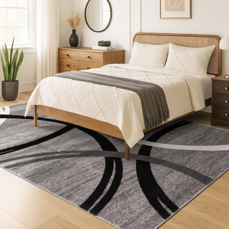 World Rug Gallery Contemporary Abstract Circles Design Area Rug