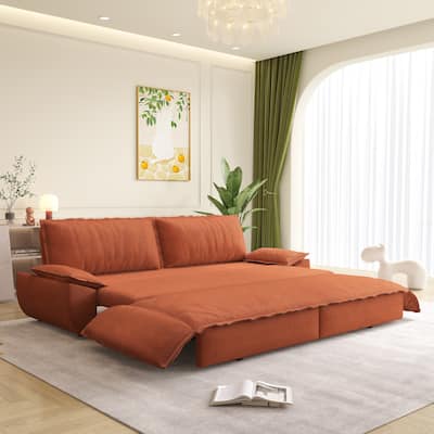 73.2" Convertible Sofa Bed, 3-in-1 Sleeper Sofa with Pull-Out Bed, Modern Corduroy Loveseat Couch with Pillow Top Arms