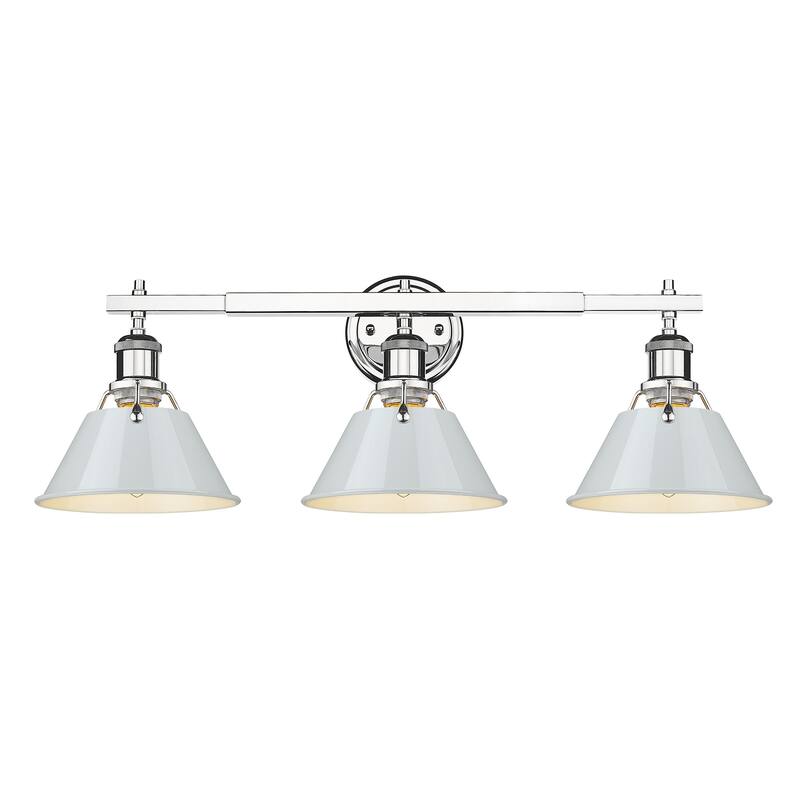 Orwell 3-Light Vanity Light in Chrome with Dusky Blue - Silver