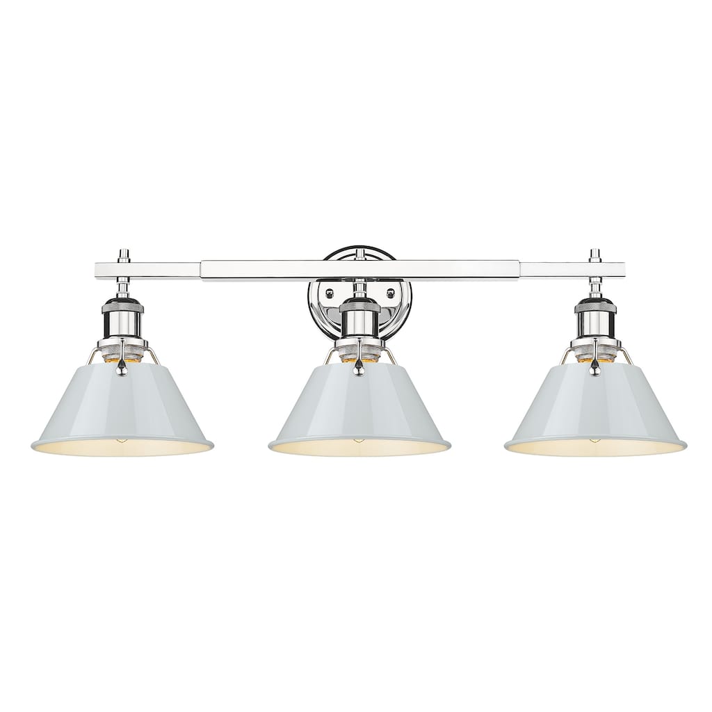 Orwell 3-Light Vanity Light in Chrome with Dusky Blue - Silver