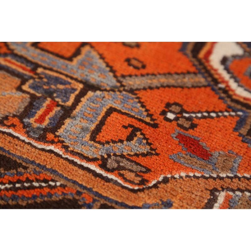 Hand Knotted Oriental 100% Wool Carpet Traditional Medallion Oranges & Rust Heriz Area Rug - 11' 7'' X 8' 4''