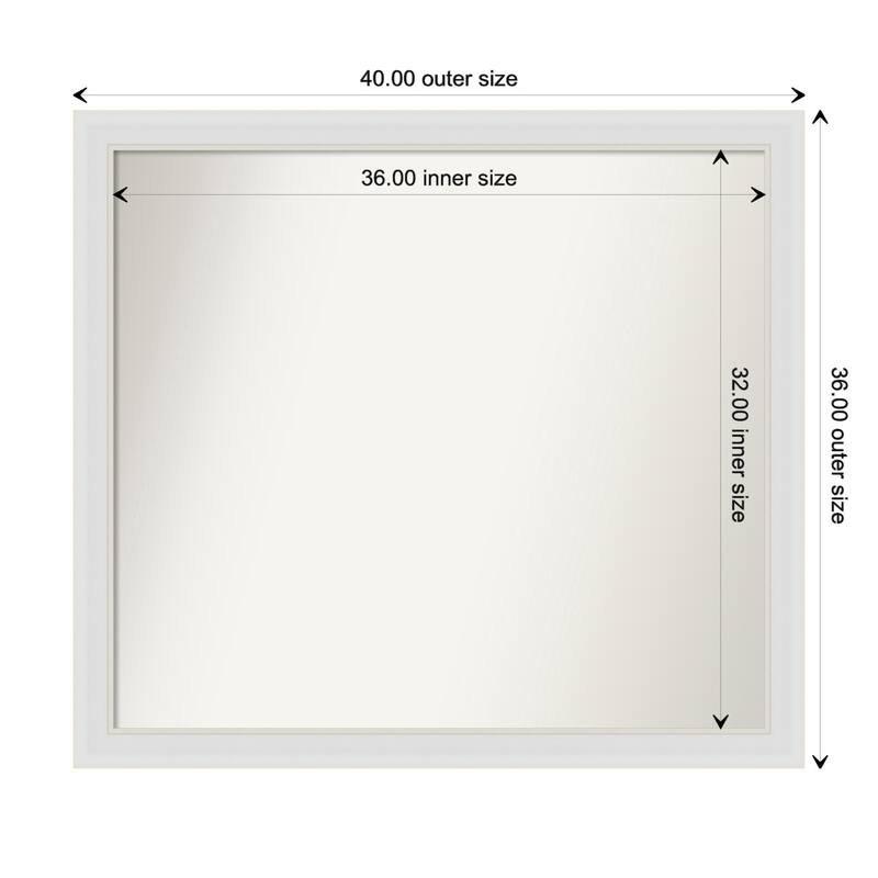 Flair Soft White Narrow Framed Non-Beveled Custom Wall Mirror, Bathroom Vanity Mirror - Outer Size: 40 x 36