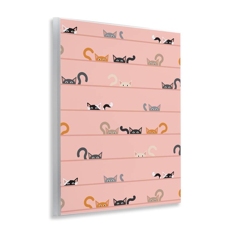 Stupell Peeking Cats on Pink Wall Plaque Art Design By Sazerelli Designs