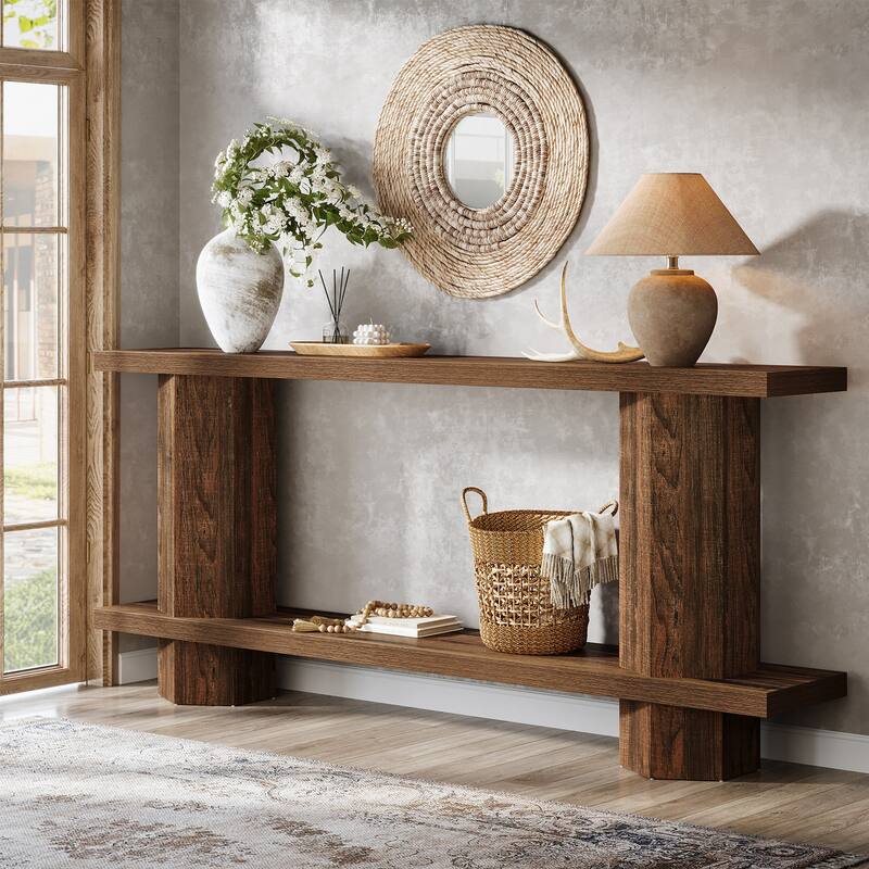 71'' Long Console Table for Entryway, Wood Sofa Table Behind Couch