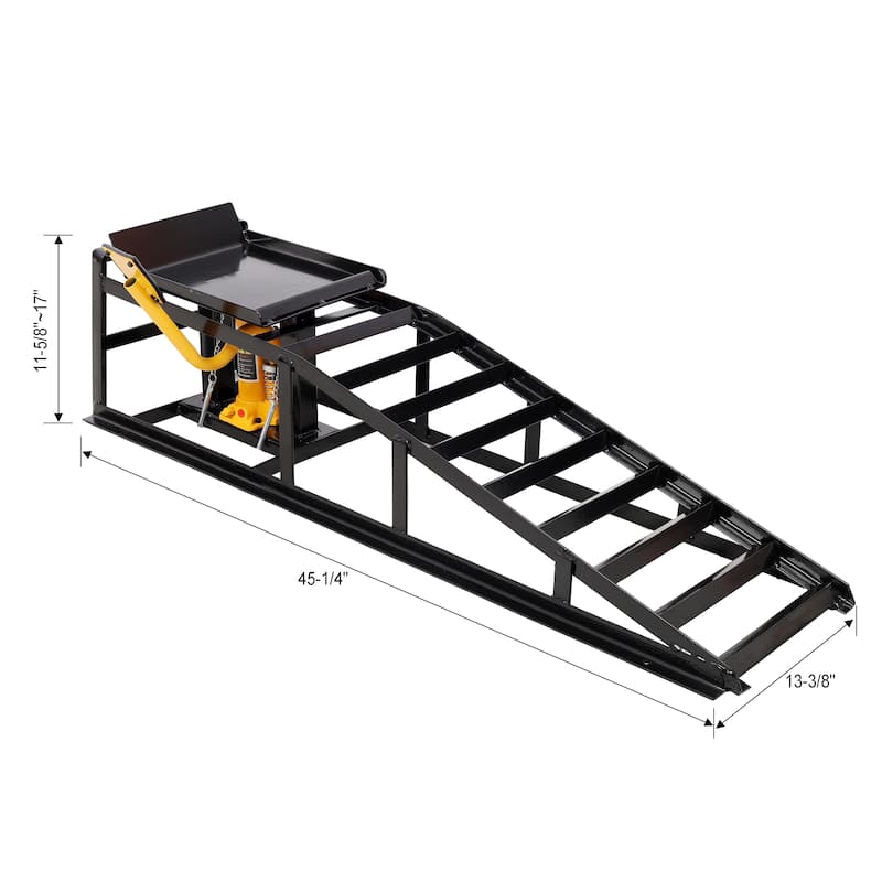 Auto Car Truck Service Ramps Lifts with Pedal, Garage Car Lift Hydraulic Ramps 5 Ton,(2 Pack) black