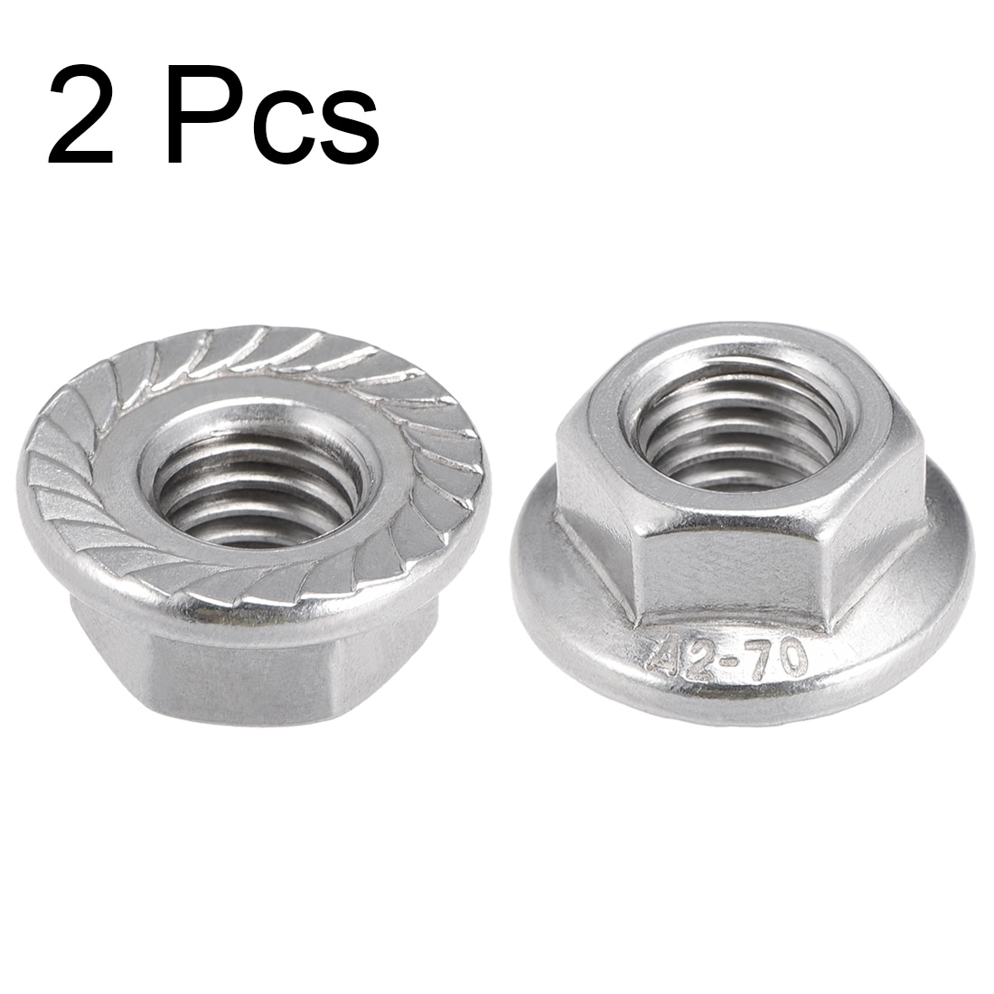 Pack of 50 M8 Flange Nut Hex Lock Nuts,304 Stainless Steel Pack of 50 M8 Flange Nut Hex Lock Nuts,304 Stainless Steel
