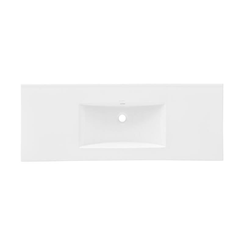 48" Zero Hole Vanity Sink Top In Glossy White - 48