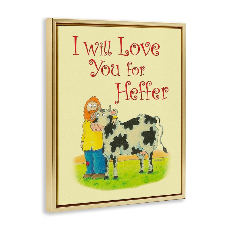 Stupell Love You For Heffer Framed Floater Canvas Wall Art Design By Roger Straub