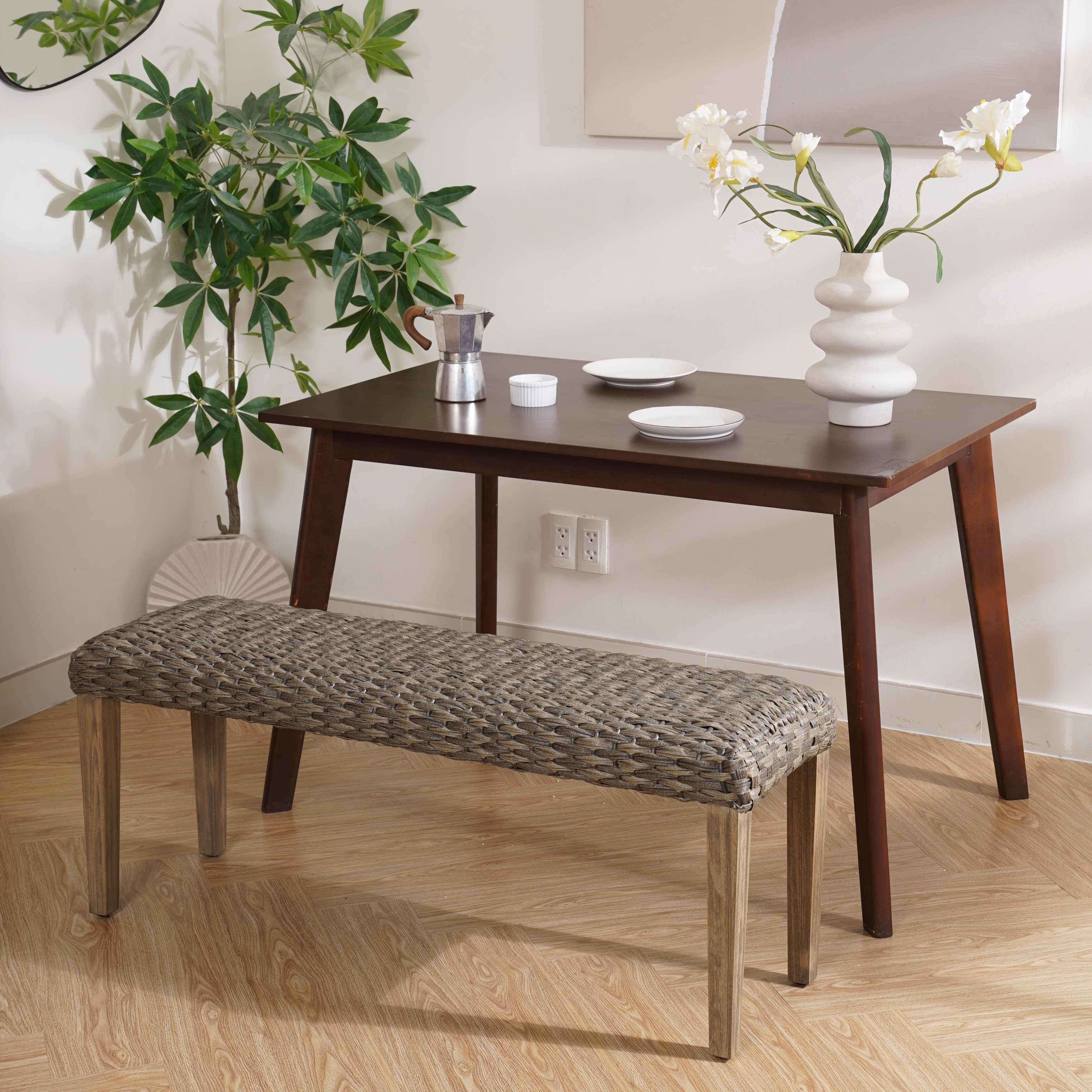 Naples Outdoor Patio Seating, Solid Wood Entryway Bench