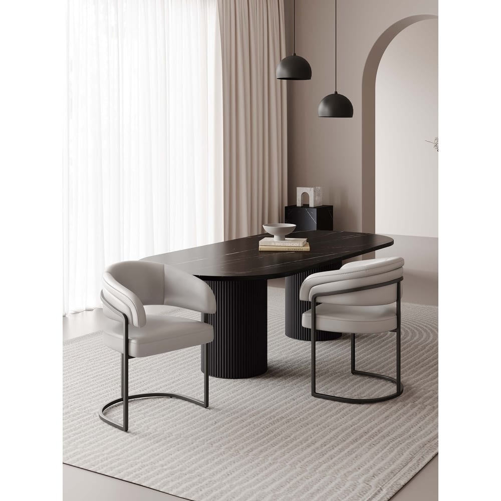 Manhattan Comfort Augusta Vegan Leather Metal Dining Chair