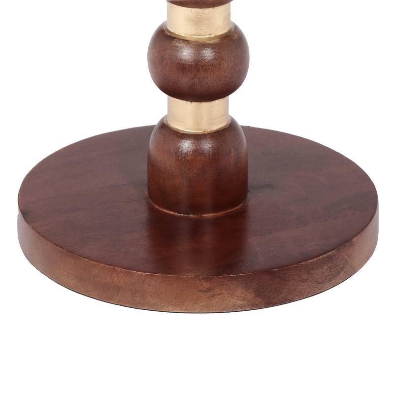 Mango Wood Round End table,Honey+Gold