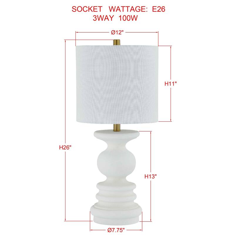 Raven 26" Table Lamp with Linen Shade, White (Set of 2)