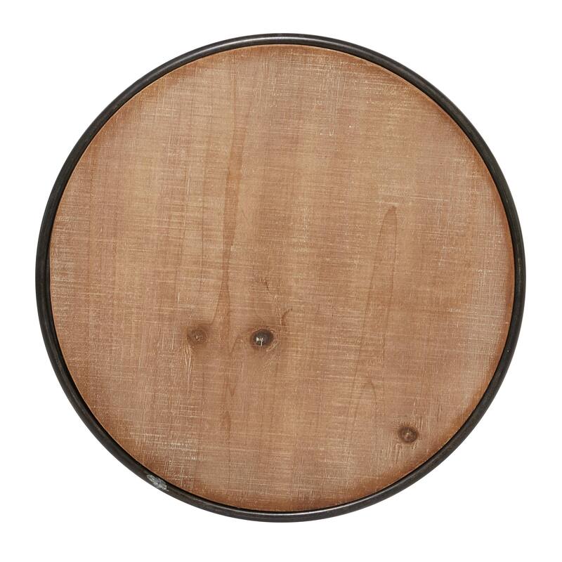 Bronze Metal Side End Accent Table with Brown Wood Top