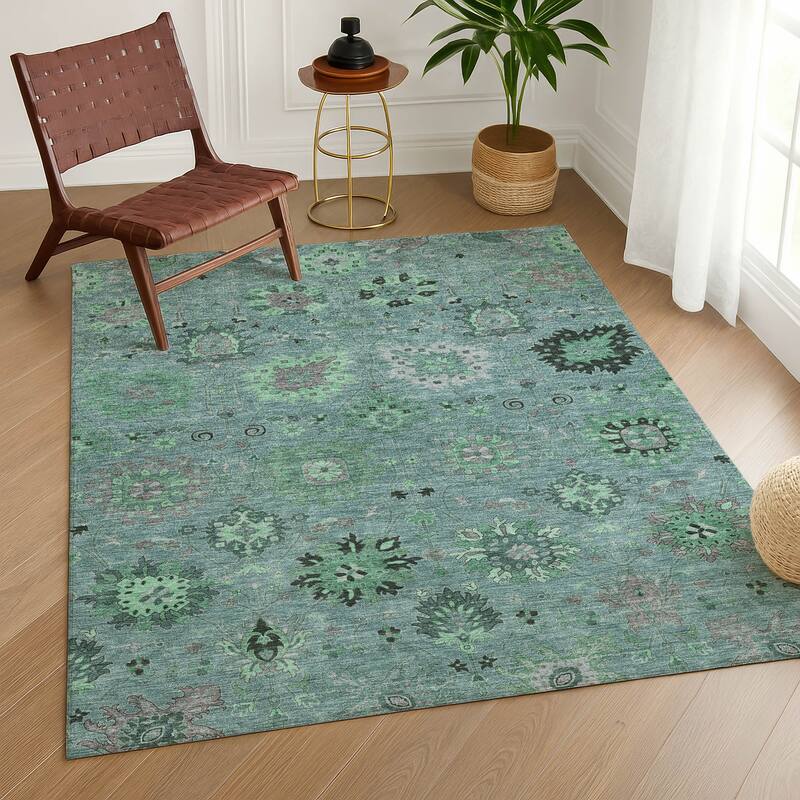 Machine Washable Indoor/ Outdoor Vintage Traditional Chantille Rug