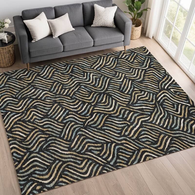 Machine Washable Indoor/ Outdoor Modern Jamie Chantille Rug