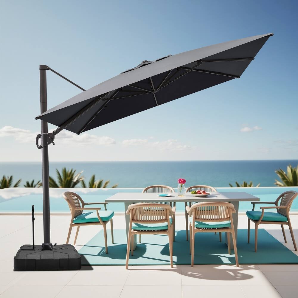 11 x 9 FT Outdoor Aluminum Cantilever Offset Umbrella with Base Stand