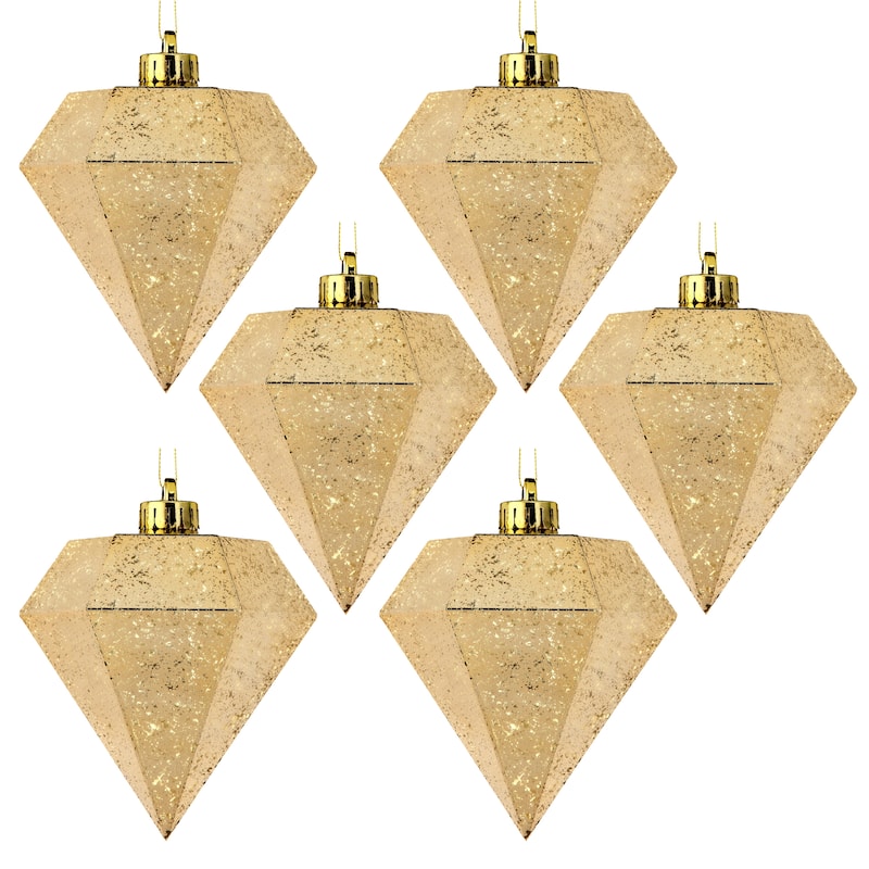 5" Mercury Shatterproof Plastic Diamond Ornament Set of 2