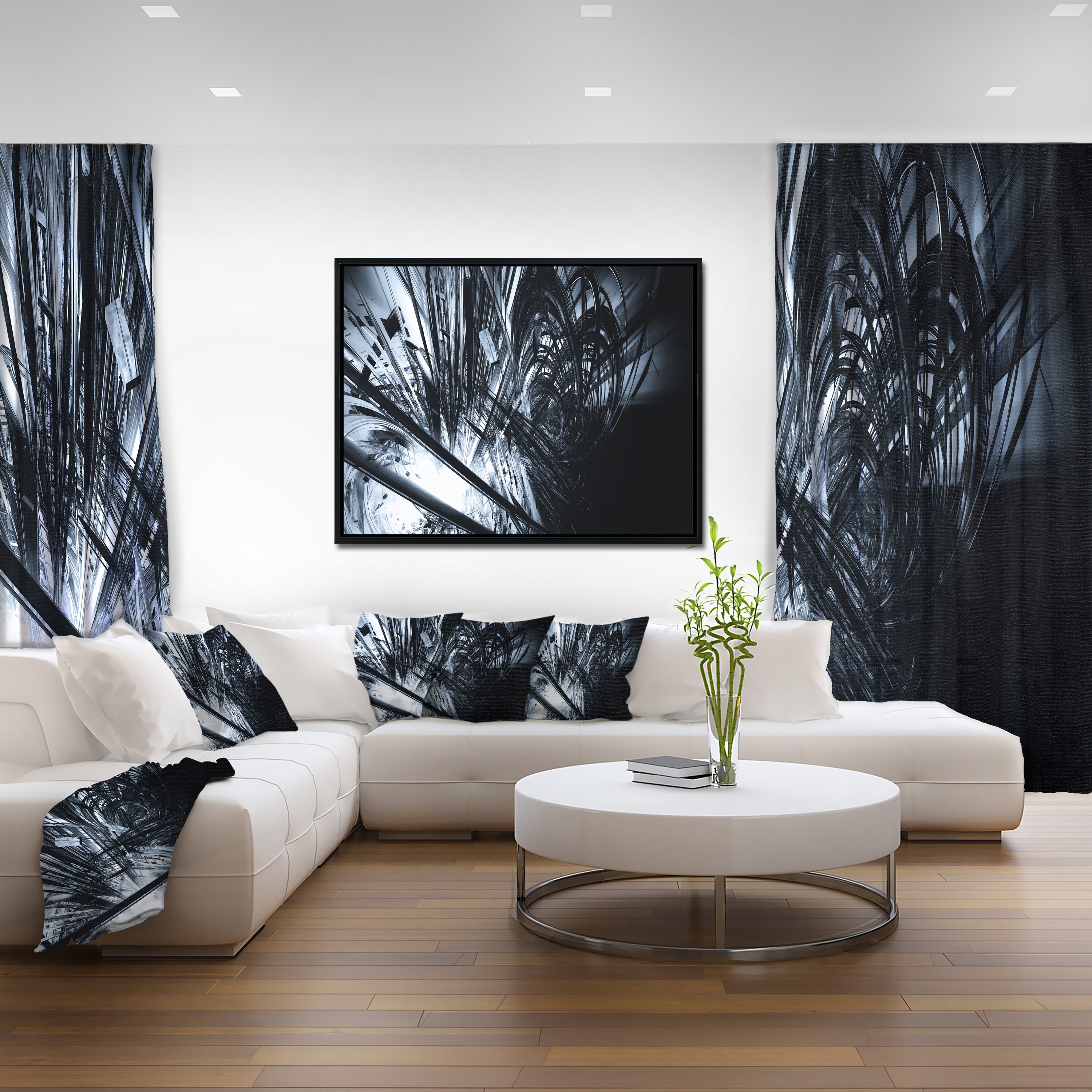 Shop Designart 3d Abstract Art Black White Abstract Framed