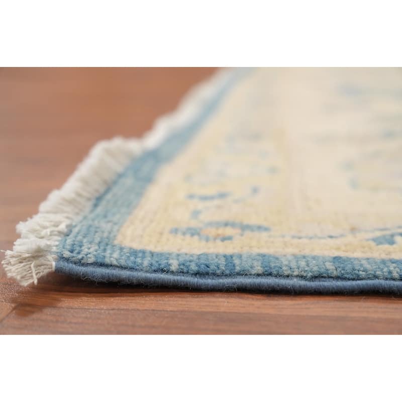 Hand Knotted Oriental 100% Wool Carpet Traditional Floral Navy Blue & Blues Kazak Area Rug - 11' 8'' X 9' 1''