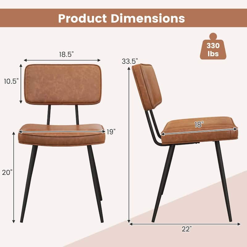 Set of 2 Upholstered Kitchen Chairs PU Leather Armless Side Chairs