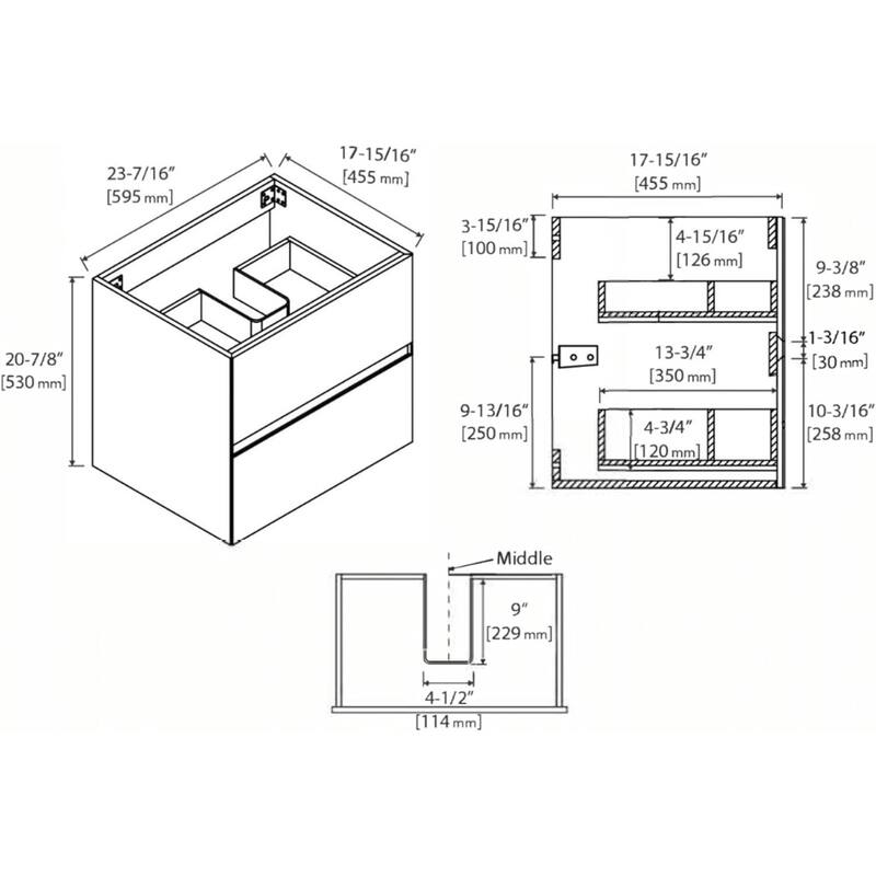 Blossom All Wood Wall Mounted Floating Bathroom Vanity with Sink
