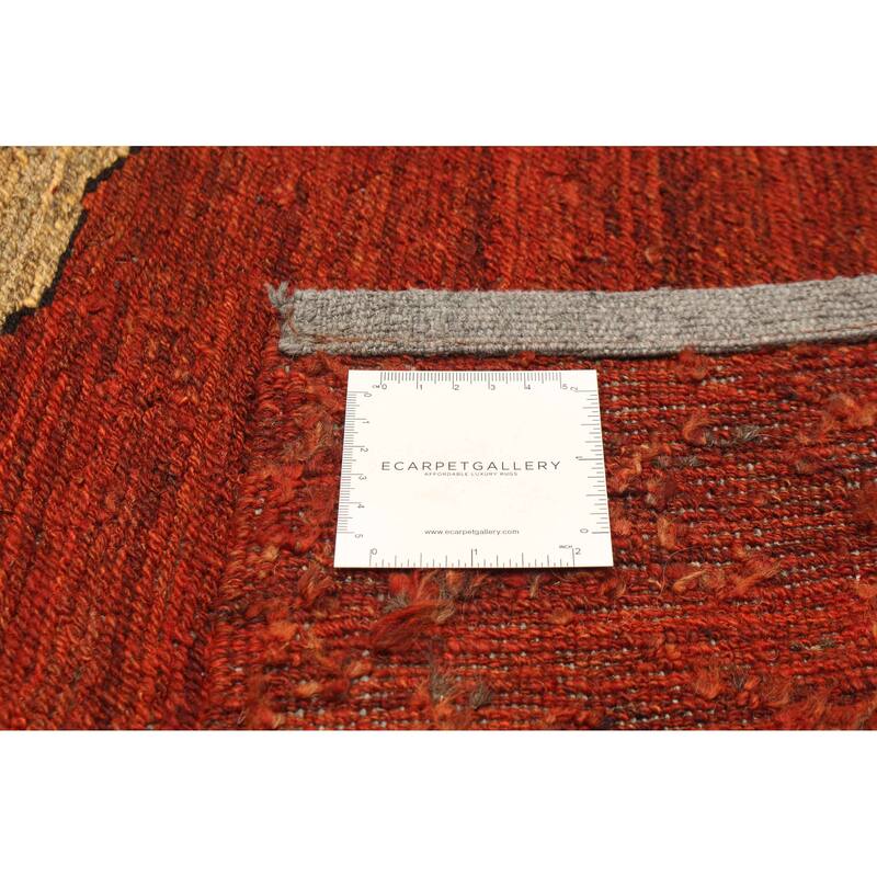 ECARPETGALLERY Flat-Weave Natural Red Wool Tapestry Kilim - 4'11 x 6'6