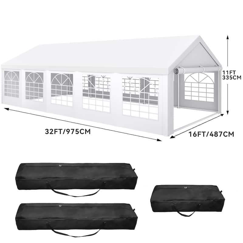 16x32/13x26 Ft Outdoor Upgraded Galvanized Canopy White Party Tent Shelters