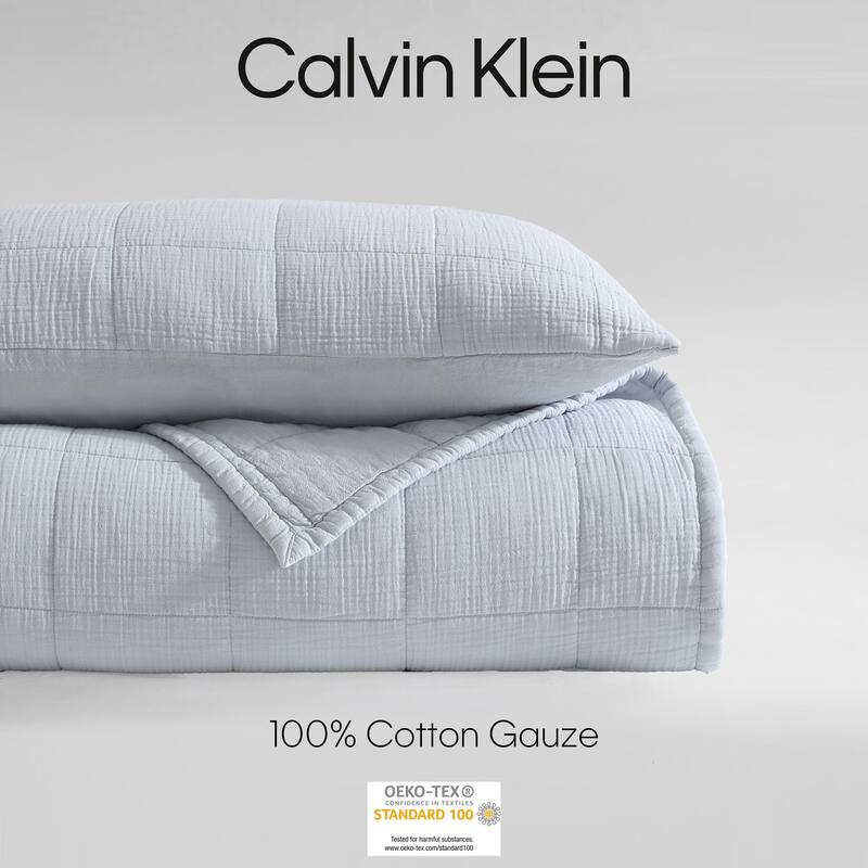 Calvin Klein Cotton Gauze Solid Reversible Quilt Set