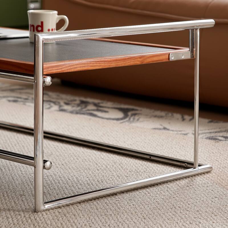 2-in-1 Convertible Desk Coffee Table with Drawing & Writing Surface, Dining Table End Table with Rust-Resistant Frame